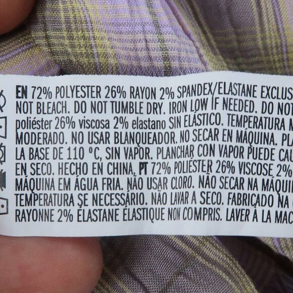 FOREVER 21 PURPLE & GREEN PLAID HIGH NECK HALTER CROP TOP SIZE MEDIUM - Picture 3 of 4